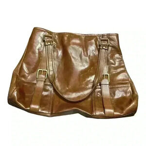 Kenneth Cole New‎ York Brown Leather Large Tote Shoulder Bag –Classic & Spacious